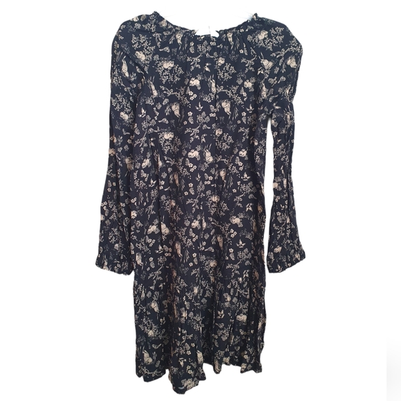 H&M Girl's Nature Black Beige Longsleeve Dress Size 10. - Picture 1 of 7